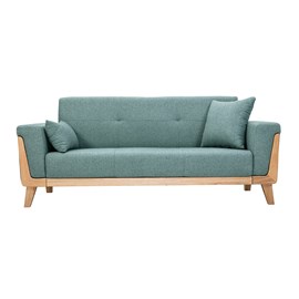 Canapé 3 places en tissu vert de gris et bois clair fjord