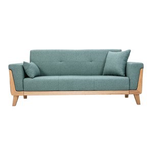 Canapé 3 places en tissu vert de gris et bois clair fjord