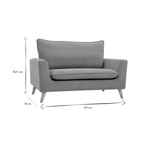 Canapé 2 places en tissu effet velours jaune moutarde et bois clair jonas