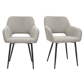 Chaises en tissu velours côtelé taupe et métal noir (lot de 2) laurette