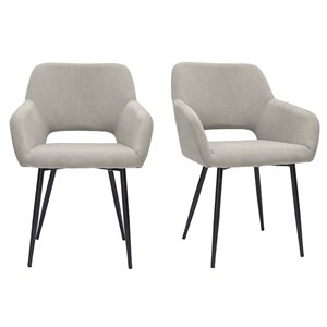 Chaises en tissu velours côtelé taupe et métal noir (lot de 2) laurette