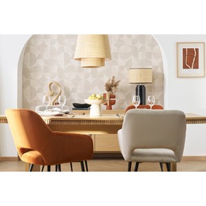 Chaises en tissu velours côtelé taupe et métal noir (lot de 2) laurette