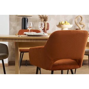 Chaises en tissu velours côtelé terre brûlée et métal noir (lot de 2) laurette