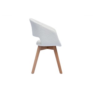 Chaise en tissu effet laine bouclée blanc et bois clair massif prisma