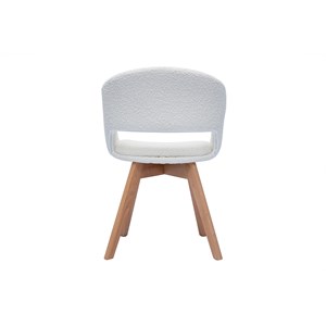 Chaise en tissu effet laine bouclée blanc et bois clair massif prisma