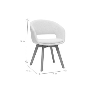Chaise en tissu effet laine bouclée blanc et bois clair massif prisma