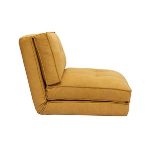 Chauffeuse 1 place convertible en tissu effet velours jaune moutarde sally