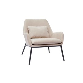 Fauteuil en tissu effet velours beige et métal noir maxine