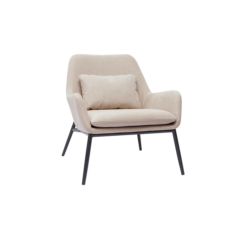 Fauteuil en tissu effet velours beige et métal noir maxine