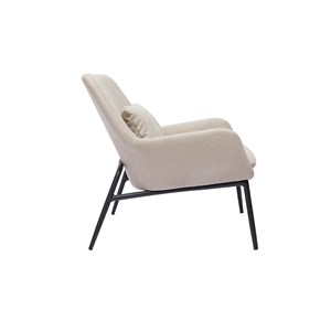 Fauteuil en tissu effet velours beige et métal noir maxine