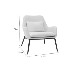 Fauteuil en tissu effet velours beige et métal noir maxine