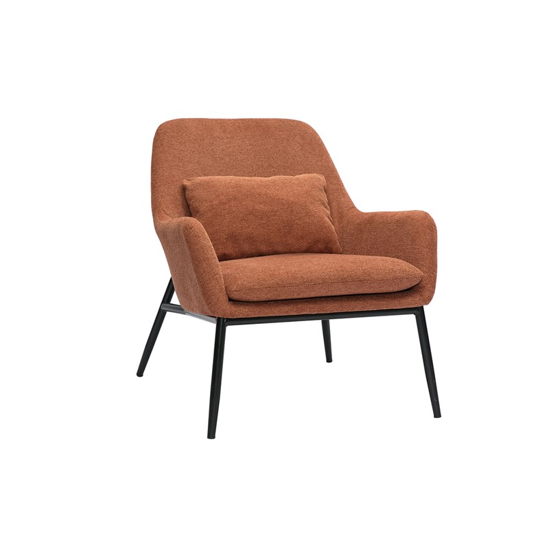 Miliboo - Fauteuil en tissu effet velours terre brulée et métal noir maxine