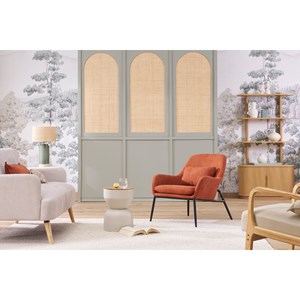 Fauteuil en tissu effet velours terre brulée et métal noir maxine