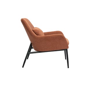 Fauteuil en tissu effet velours terre brulée et métal noir maxine