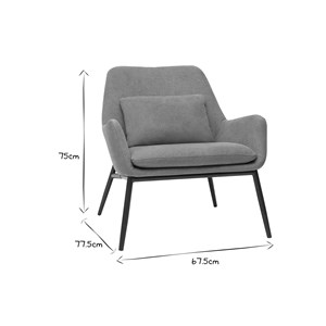 Fauteuil en tissu effet velours terre brulée et métal noir maxine