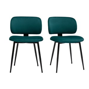Chaises en tissu velours bleu pétrole et métal noir (lot de 2) atrium