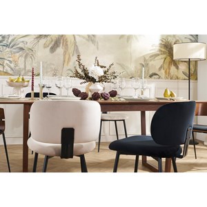 Chaises en tissu velours bleu pétrole et métal noir (lot de 2) atrium