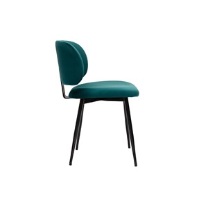 Chaises en tissu velours bleu pétrole et métal noir (lot de 2) atrium