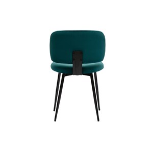 Chaises en tissu velours bleu pétrole et métal noir (lot de 2) atrium