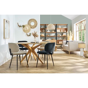 Chaises en tissu velours taupe et métal noir (lot de 2) atrium