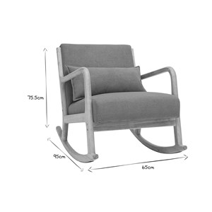 Rocking chair en tissu effet velours terre brûlée et bois clair massif derry