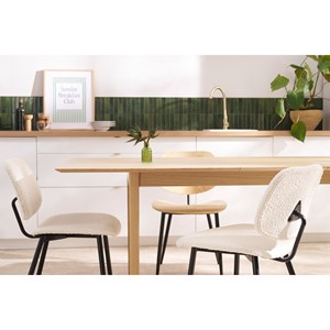 Chaises en tissu effet laine bouclée blanc et métal noir (lot de 2) tobias