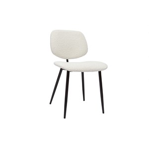 Chaises en tissu effet laine bouclée blanc et métal noir (lot de 2) tobias