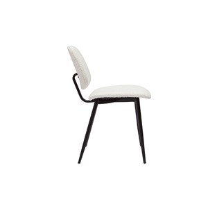 Chaises en tissu effet laine bouclée blanc et métal noir (lot de 2) tobias