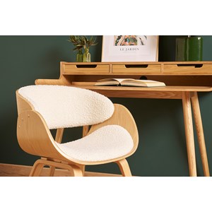 Chaise en tissu effet laine bouclée blanc et bois clair bent