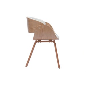 Chaise en tissu effet laine bouclée blanc et bois clair bent