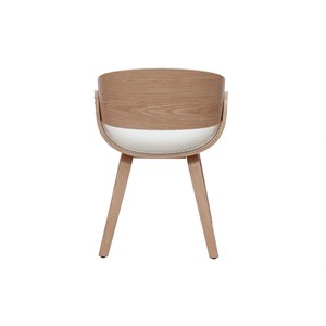 Chaise en tissu effet laine bouclée blanc et bois clair bent