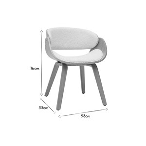 Chaise en tissu effet laine bouclée blanc et bois clair bent