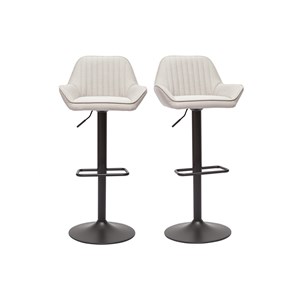 Tabourets de bar réglables en tissu beige et métal noir (lot de 2) ronnie
