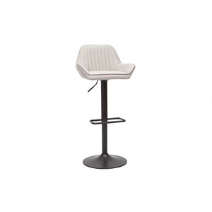 Tabourets de bar réglables en tissu beige et métal noir (lot de 2) ronnie