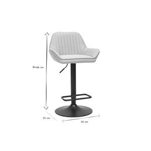 Tabourets de bar réglables en tissu beige et métal noir (lot de 2) ronnie