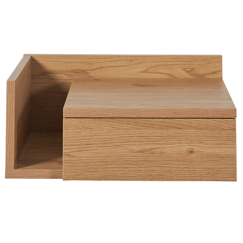 Table de chevet murale finition bois chêne clair avec tiroir nasty