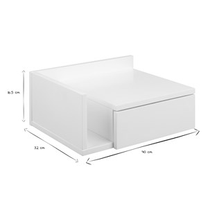 Table de chevet murale blanche avec tiroir nasty