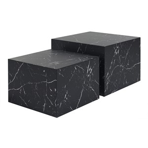 Tables basses gigognes effet marbre noir (lot de 2) calla