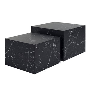 Tables basses gigognes effet marbre noir (lot de 2) calla