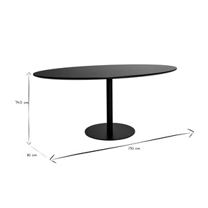Table à manger noire ovale l170 cm halia