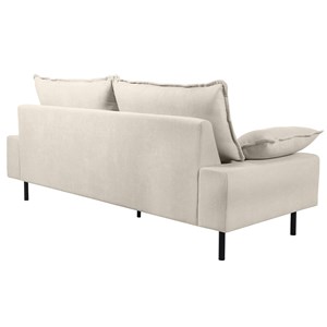 Canapé 3 places en tissu effet velours beige et métal noir dory