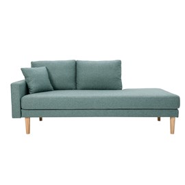 Méridienne en tissu vert de gris et bois clair massif l190 cm bertille