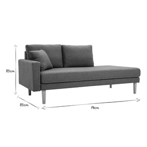 Méridienne en tissu vert de gris et bois clair massif l190 cm bertille