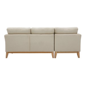 Canapé d'angle gauche en tissu beige déhoussable et bois clair 3-4 places oslo
