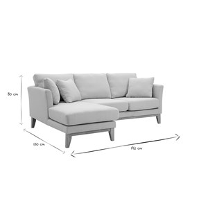 Canapé d'angle gauche en tissu beige déhoussable et bois clair 3-4 places oslo