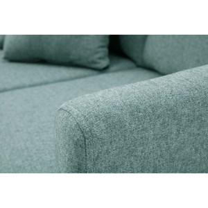 Canapé déhoussable 2 places en tissu vert de gris et bois clair oslo