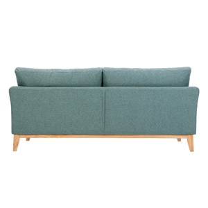 Canapé déhoussable 3 places en tissu vert de gris et bois clair oslo