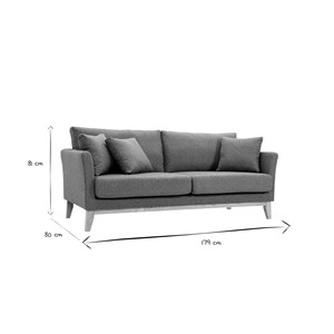 Canapé déhoussable 3 places en tissu vert de gris et bois clair oslo