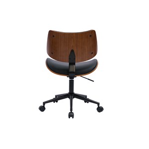 Chaise de bureau à roulettes noir, bois foncé noyer et métal noir malmo