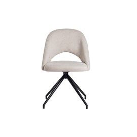 Chaise pivotante 360° en tissu effet velours texturé beige et métal noir cosette